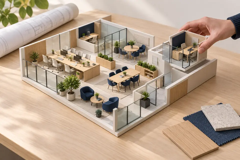 Modular Table Separate Rest Workspace | 3D Virtual Office for Remote Teams